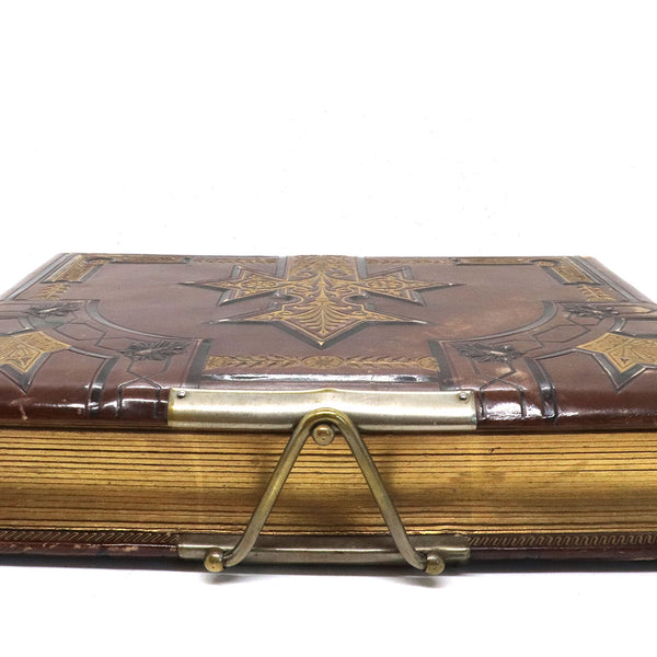 American Victorian Gilt Leather Album and Portrait Photographs