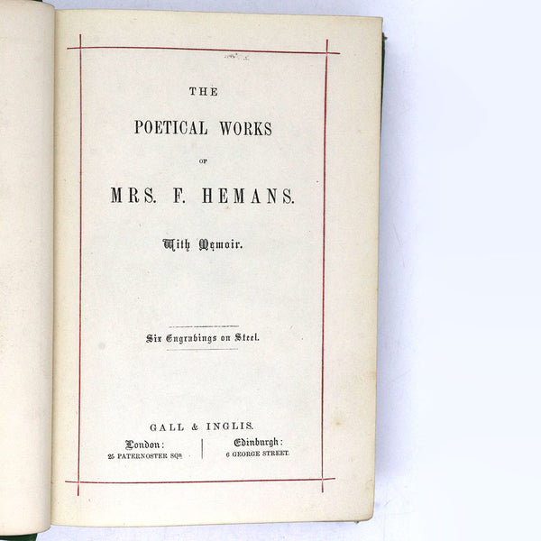 Two British Victorian Poetry Books by Mrs. Felicia Hemans