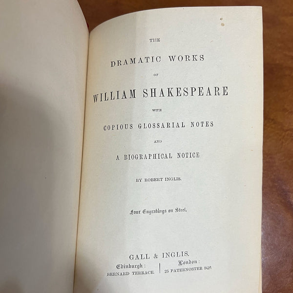 Book: The Dramatic Works of William Shakespeare by Editor Robert Inglis