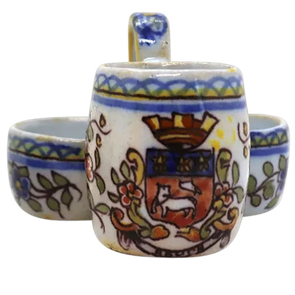 French Charles Fourmaintraux Faience Pottery Triple-Bowl Cruet Stand