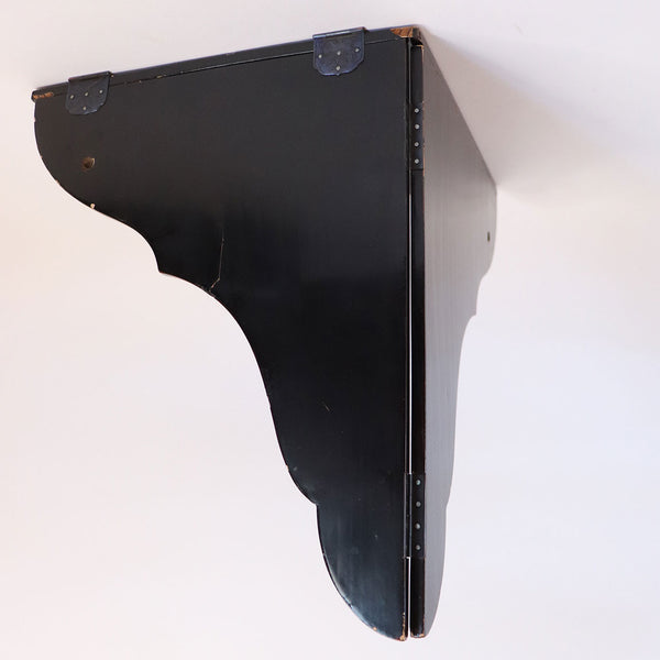 Japanese Black Lacquer Corner Bracket Folding Display Hanging Shelf