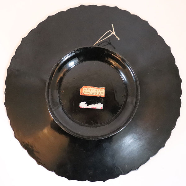 English Papier-Mache Black and Gold Lacquer Round Plate