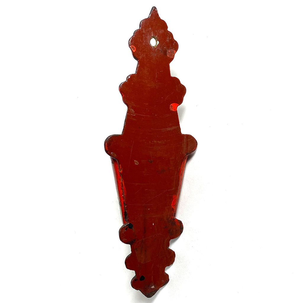 English Papier Mache Red Lacquer Matches Wall Pocket Holder English papier mache red lacquer matches wall pocket holder