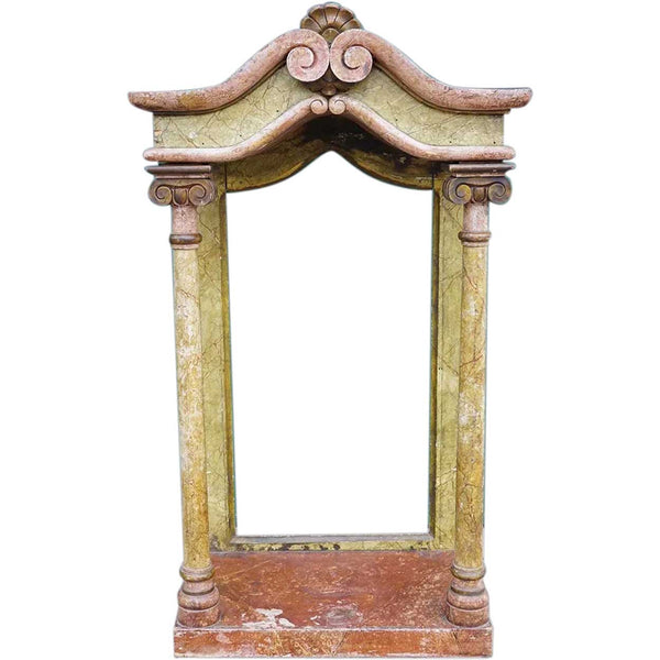 Large Italian Faux Marble Painted Pine Reliquary Canopy