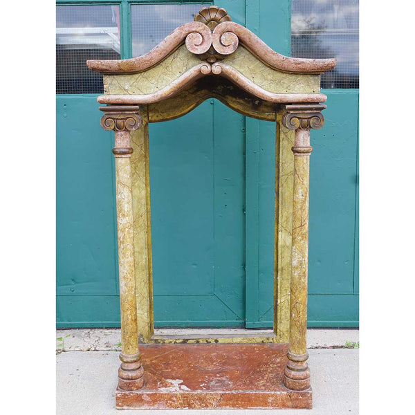 Large Italian Faux Marble Painted Pine Reliquary Canopy