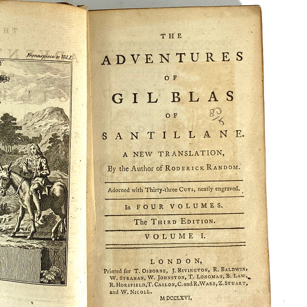 Set of Four Books: The Adventures of Gil Blas by Alain-Rene Lesage