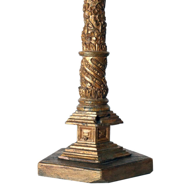 Two Indo-Portuguese Giltwood Altar Columns as One-Light Table Lamps