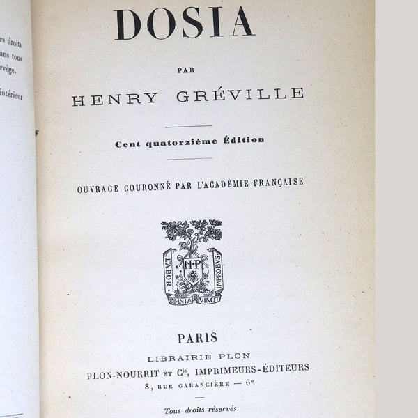 French Leather Bound Book: Dosia by Henry Greville (Alice Durand)