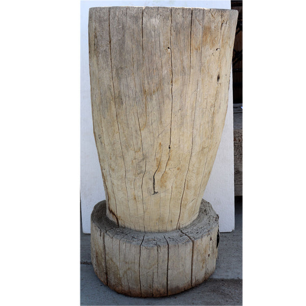 Large Mexican Huastec Primitive Hand Hewn Log Mortar
