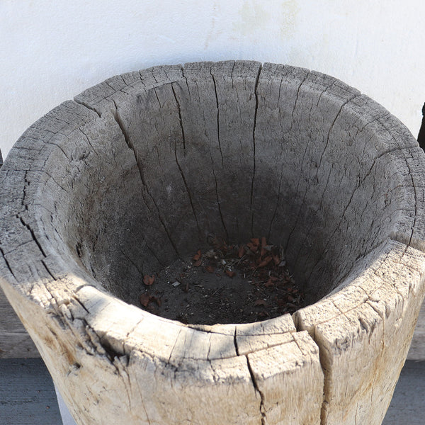 Large Mexican Huastec Primitive Hand Hewn Log Mortar