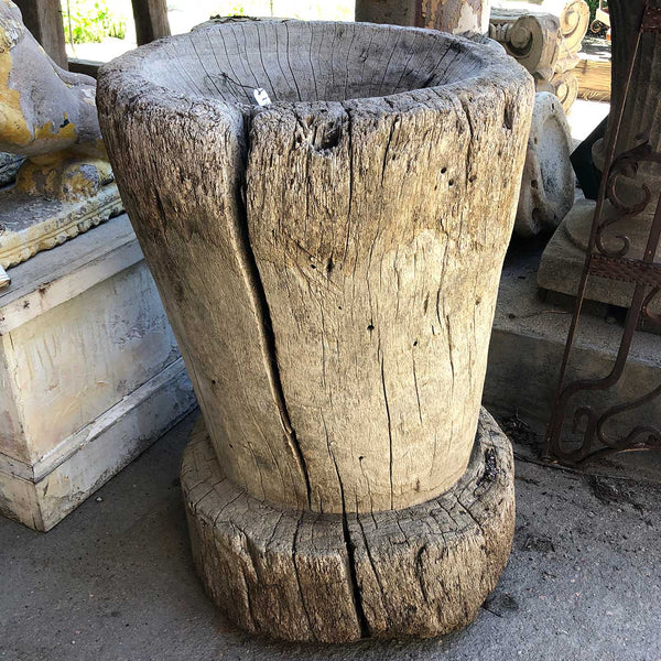 Large Mexican Huastec Primitive Hand Hewn Log Coffee Mortar