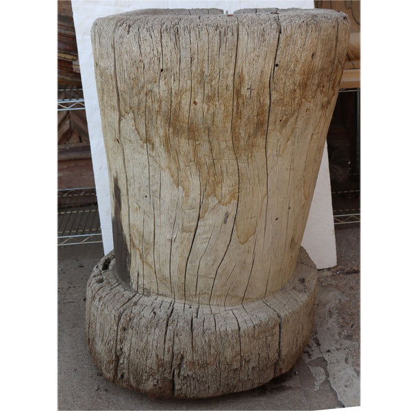 Large Mexican Huastec Primitive Hand Hewn Log Coffee Mortar