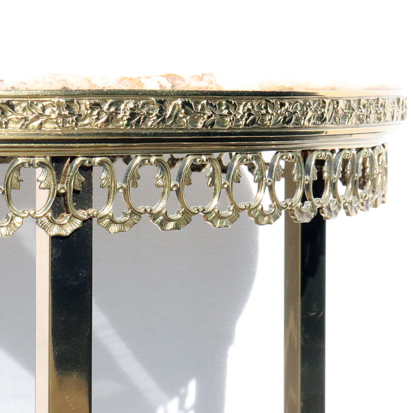 American Empire Style Marble, Glass and Brass Gueridon Stand / Side Table